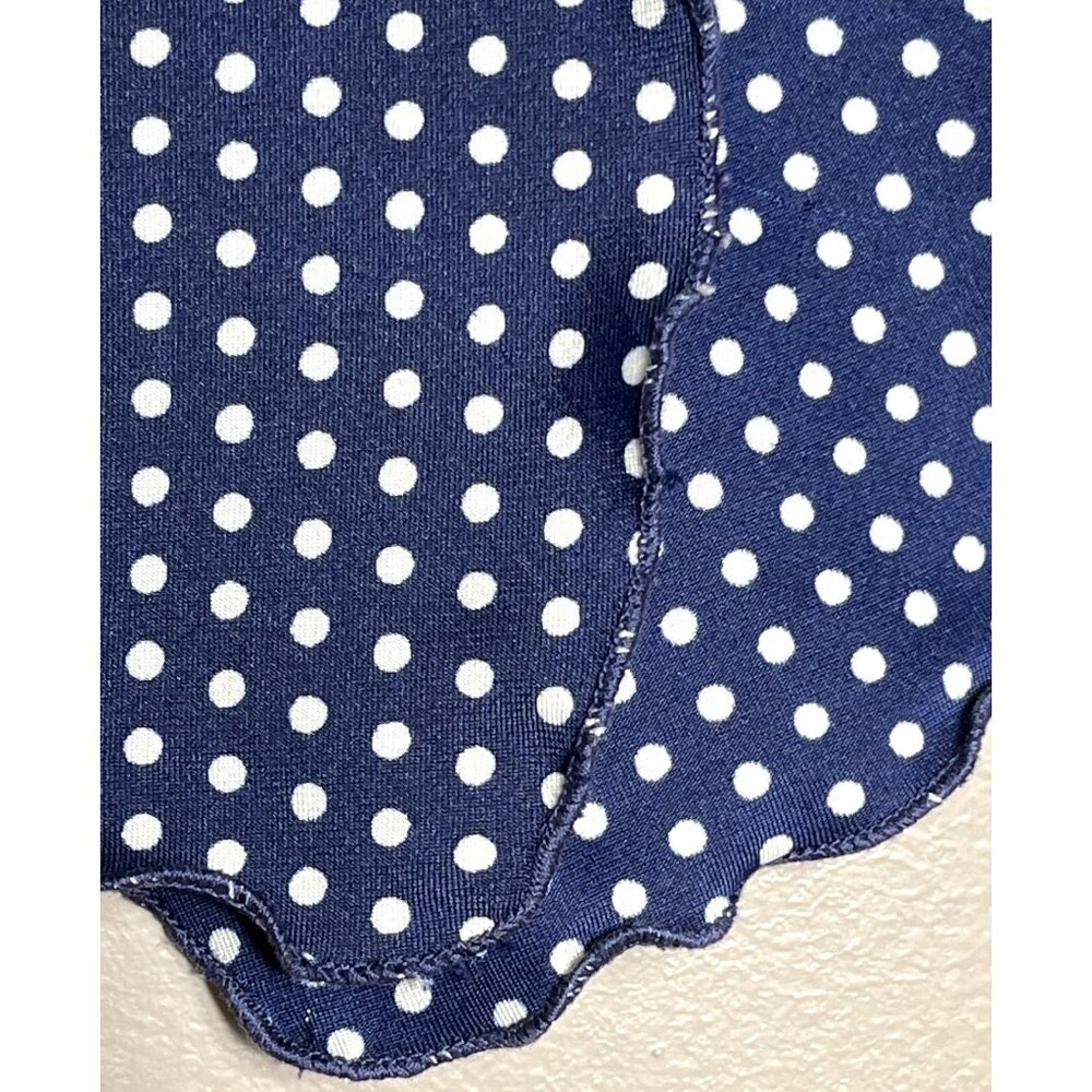 Vintage Scarf Lettuce Edge Polka Dot Blue 29"x9" Classic Chic Womens - Picture 7 of 8